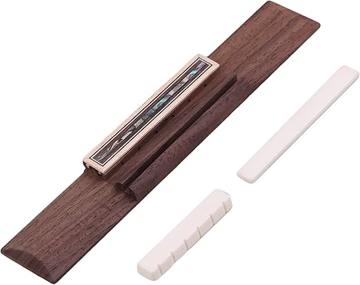Rosewood Classical Guitar Bridge with Bone Saddle Nut Acoustic Guitar Replacement Part Set Abalone Shell 6 String