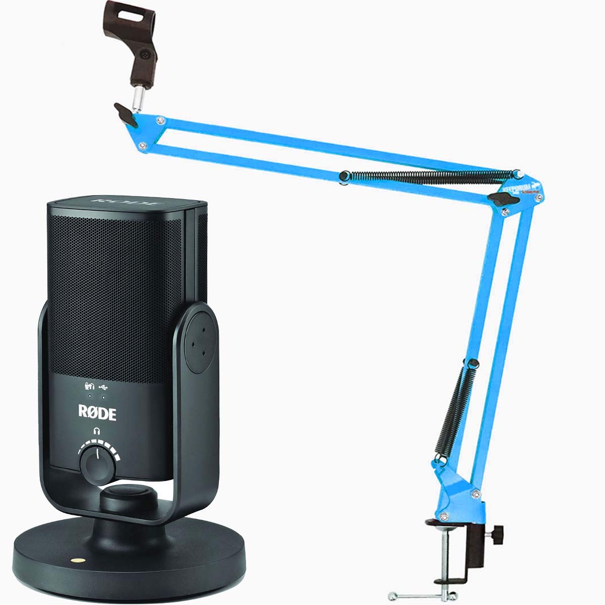 Rode NT-USB MINI Microfono a condensatore USB USB + Keepdrum NB35BL Blu braccio microfono