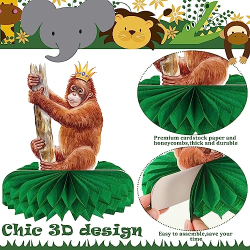 Yeaqee 12 Pcs Jungle Animals Honeycomb Centerpieces Safari Themed Birthday Party Supplies Wild Animals Jungle Party Decorations Baby Shower Table Decorations Centerpieces (Fresh Style) by Yeaqee - Image 4