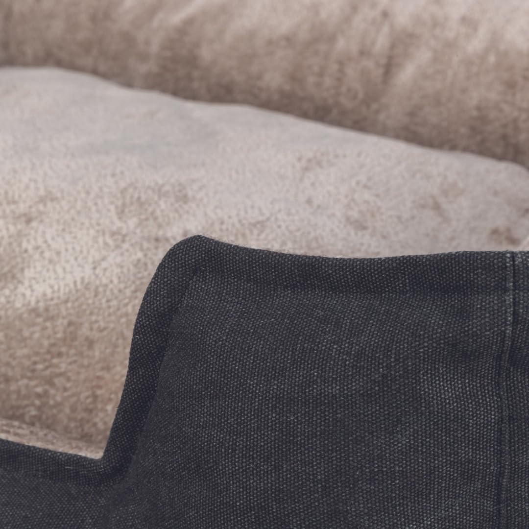 TRIXIE Hundebett Föhr eckig 100 x 80 cm, mit Tragegriff – schwarz/Sand | Gemütliches Hundekörbchen, weich und waschbar – für kleine & große Hunde, angenehm weicher Liegekomfort – Be Nordic