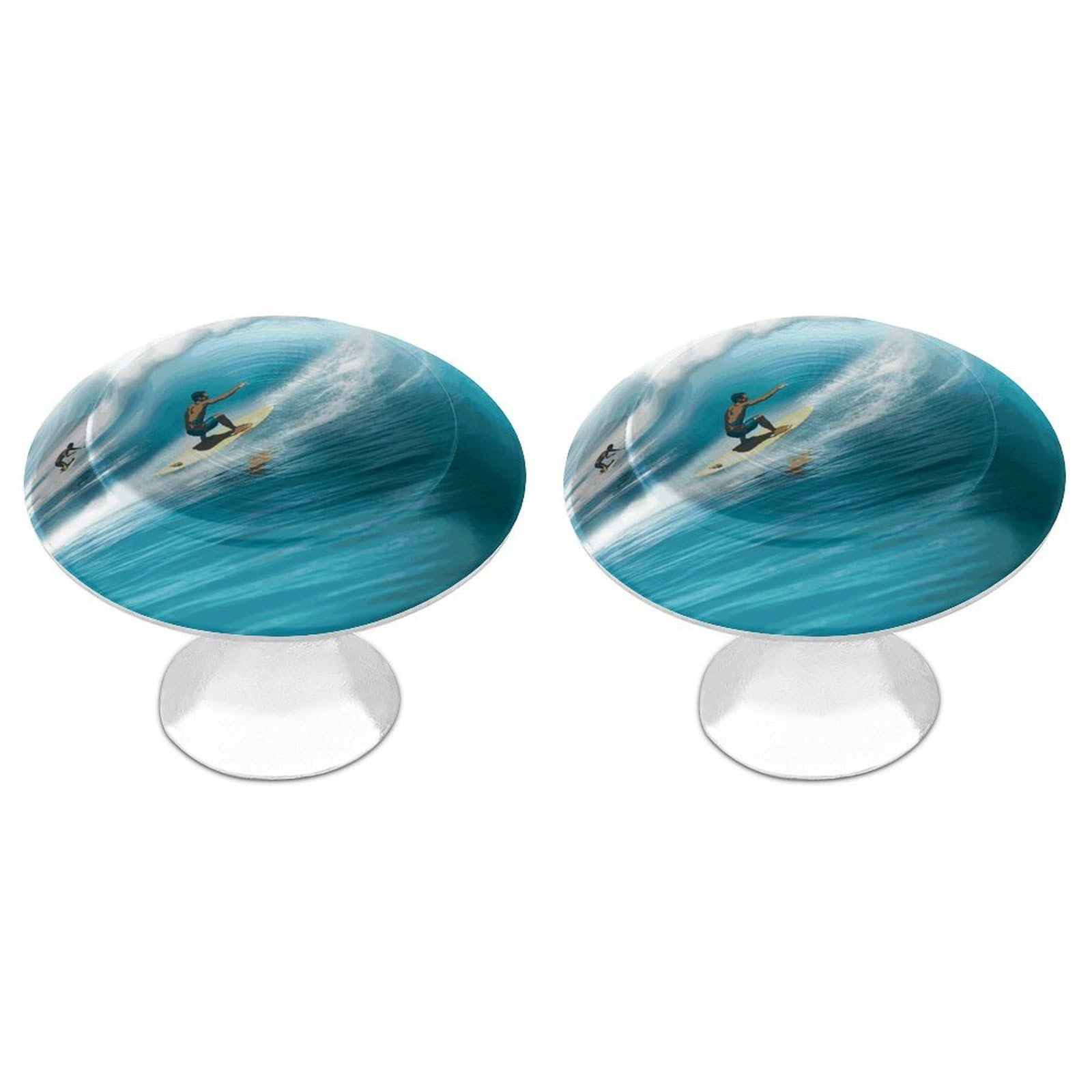 LDGSUPH Surfing Drawer Pulls Exquisite Round Cabinet Knobs Closet Door Pulls Sturdy Stainless Steel Door Handle Dresser Drawer Knobs Cabinet Handles for Furniture Pull 2pcs
