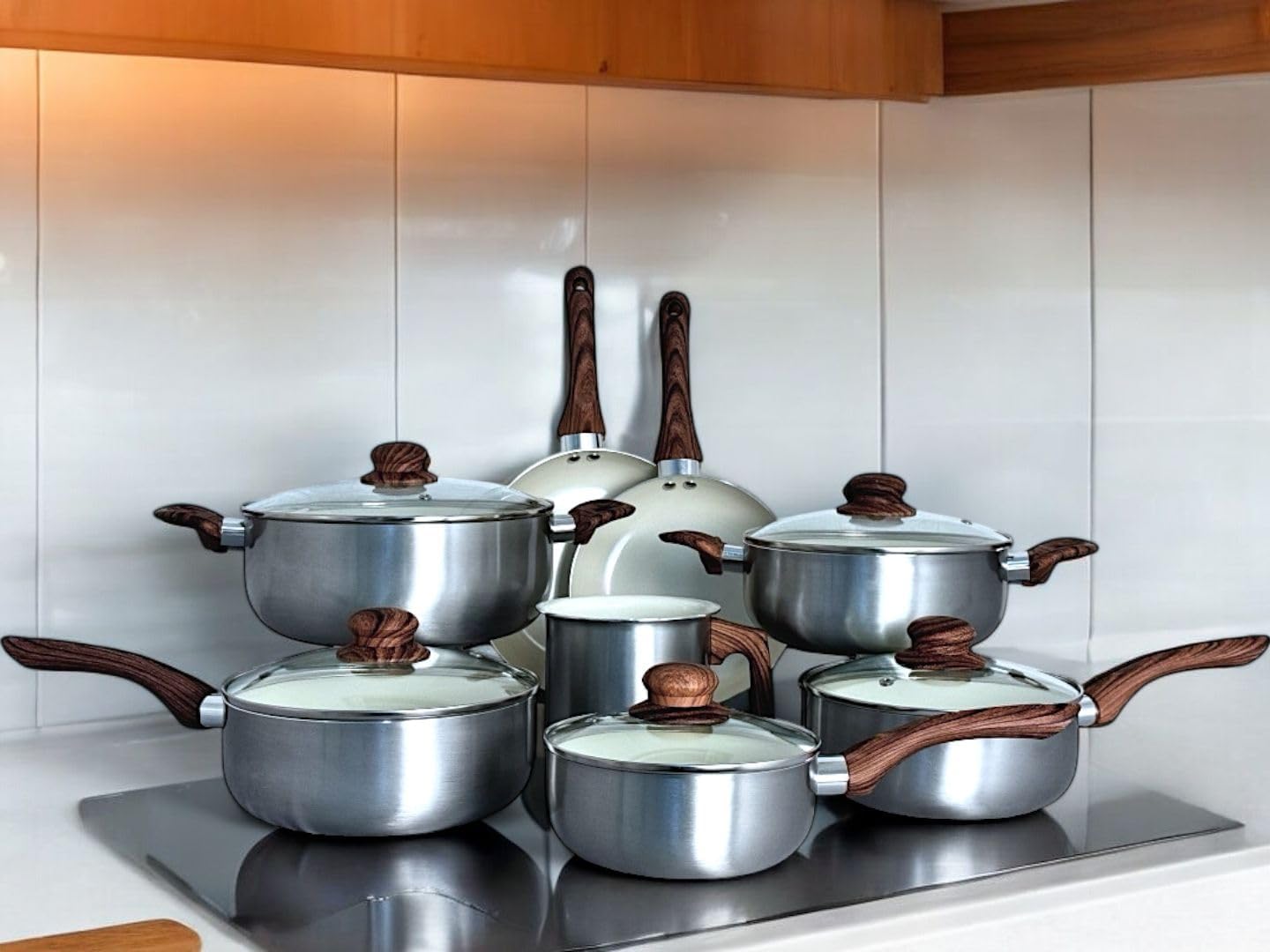 Jogo de Panelas Antiaderente 8 Peças Revestimento Cerâmico - imagem principal do produto