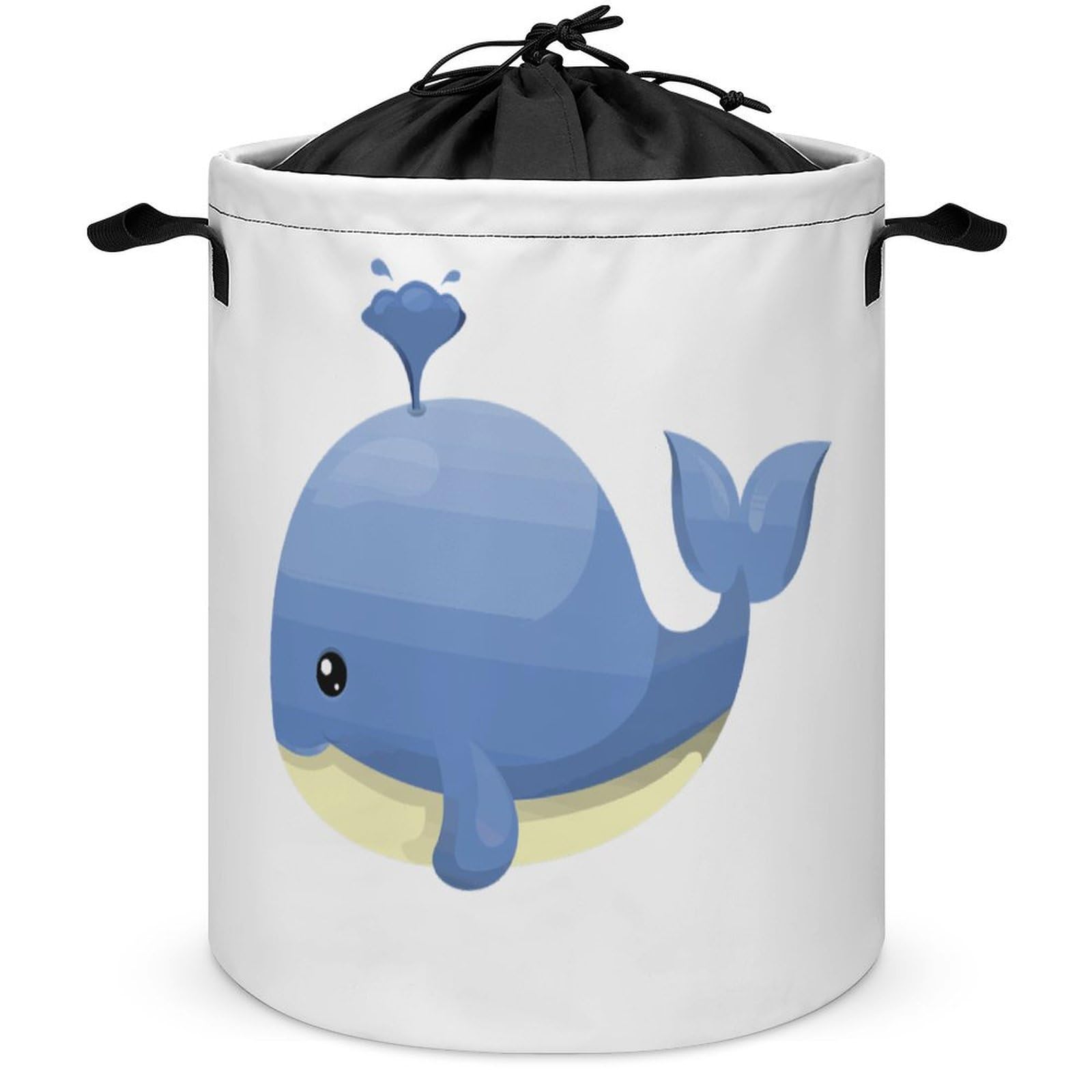 Wlntrophic Drawstring Laundry Hamper, Cartoons Whale Lighthouse Laundry Basket, Washing Basket with Handle