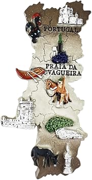 Map Shape Portugal Refrigerator Magnet Travel Souvenir Fridge Decoration 3D Magnetic Sticker Hand Painted Craft Collection