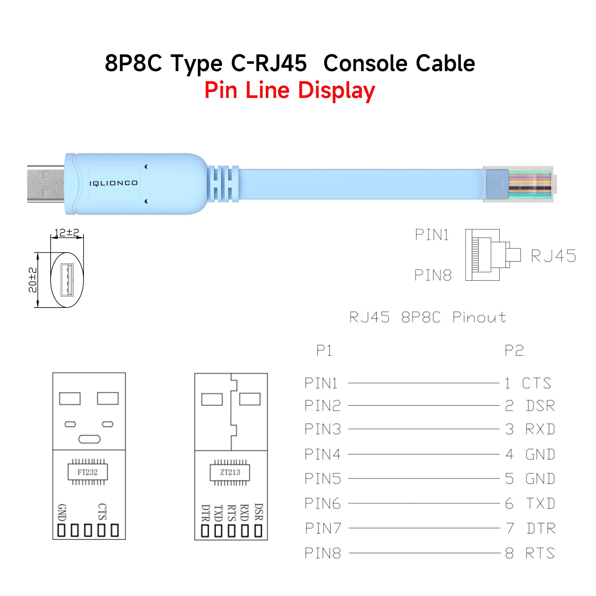 USB auf RJ45 Konsolenkabel, 1,8 m USB Serieller Adapter, RS232 Serielles Kabel für Switch/Router-Konfiguration (Plug & Play)