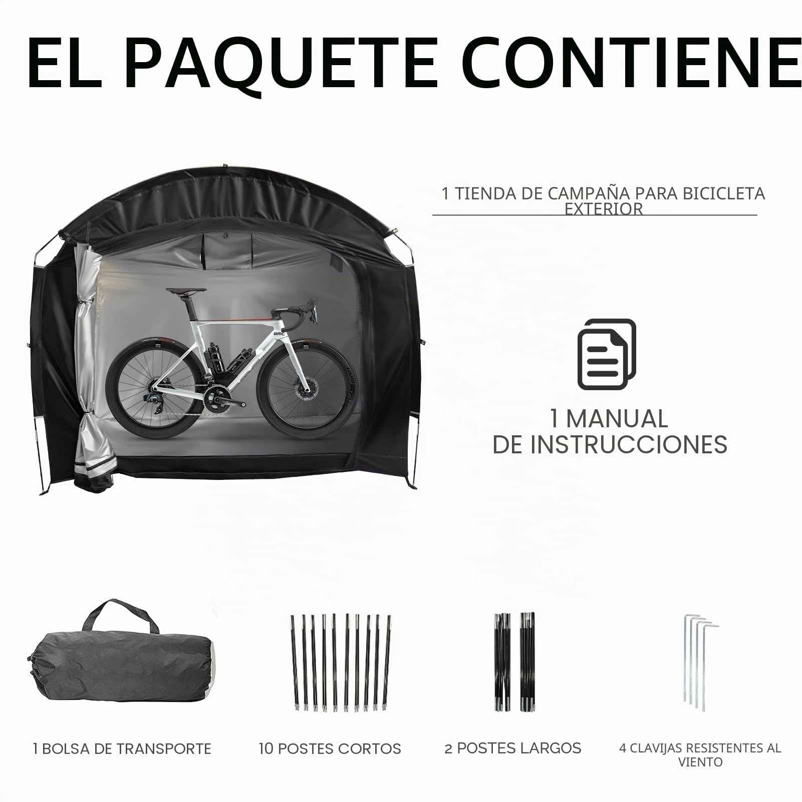 Tienda para Bicicleta Impermeable, Tienda Portátil para Acampar, Tienda Lateral para Bicicleta, Tienda de Jardín para Motos y Bicicletas, Equipo de Jardín, Negro Puro