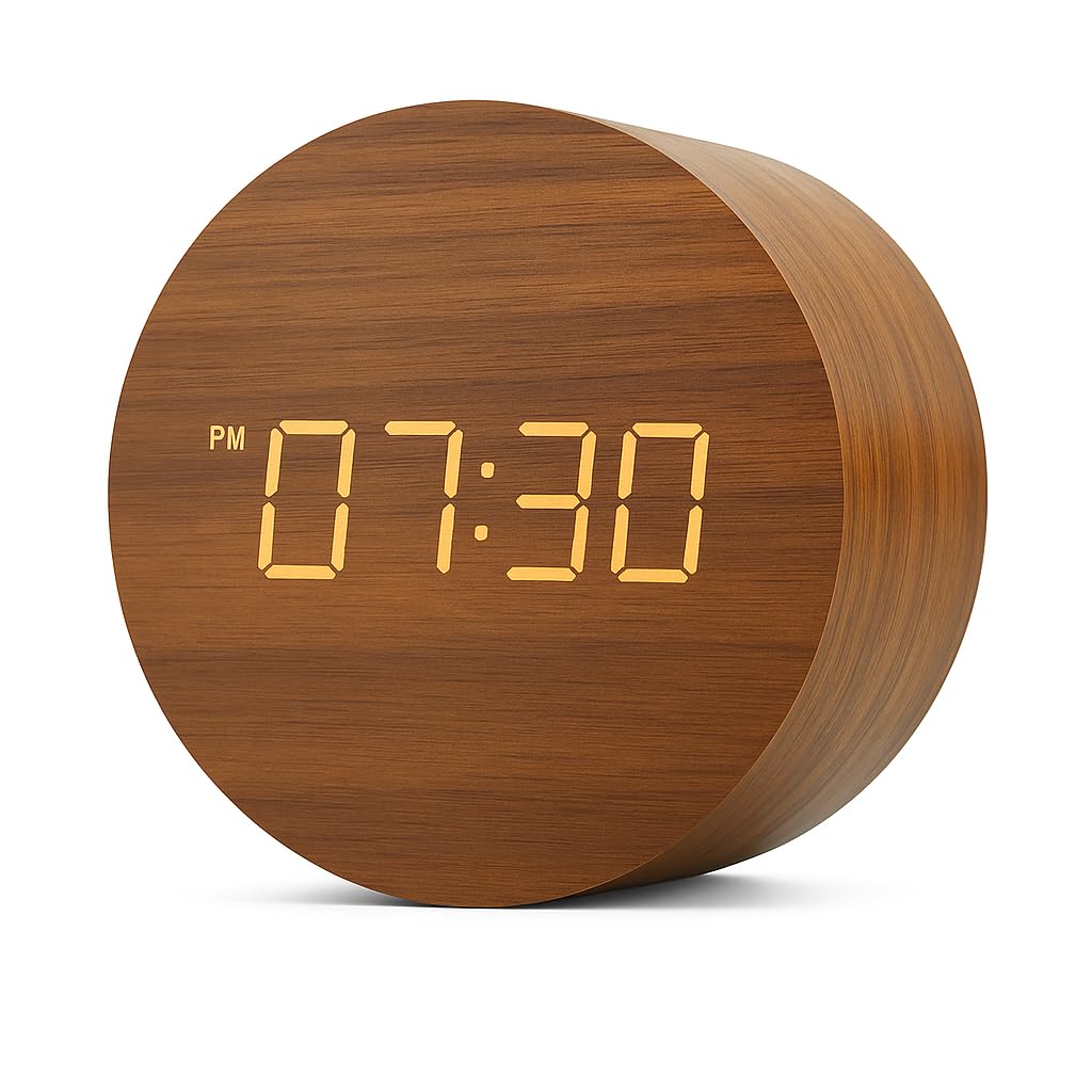 Edssica Wooden Alarm Clock Led Aesthetic Modern Alarm Digital Led Light for Desk with Large Display Elegant Aesthetic Gift