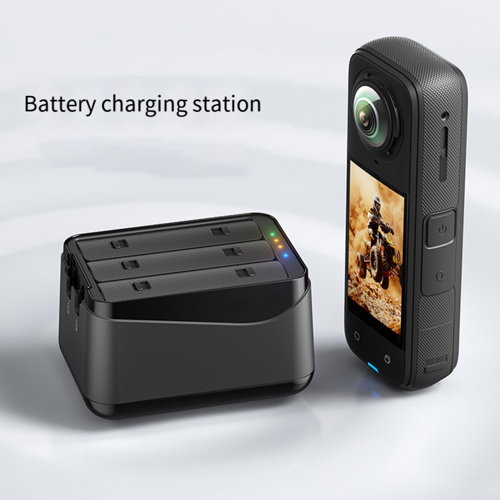 Per Insta360 X5 caricabatterie portatile 3 batterie di ricarica caricatore caricatore caricatore per fotocamera Box stazione di ricarica per Insta360 X5 nero