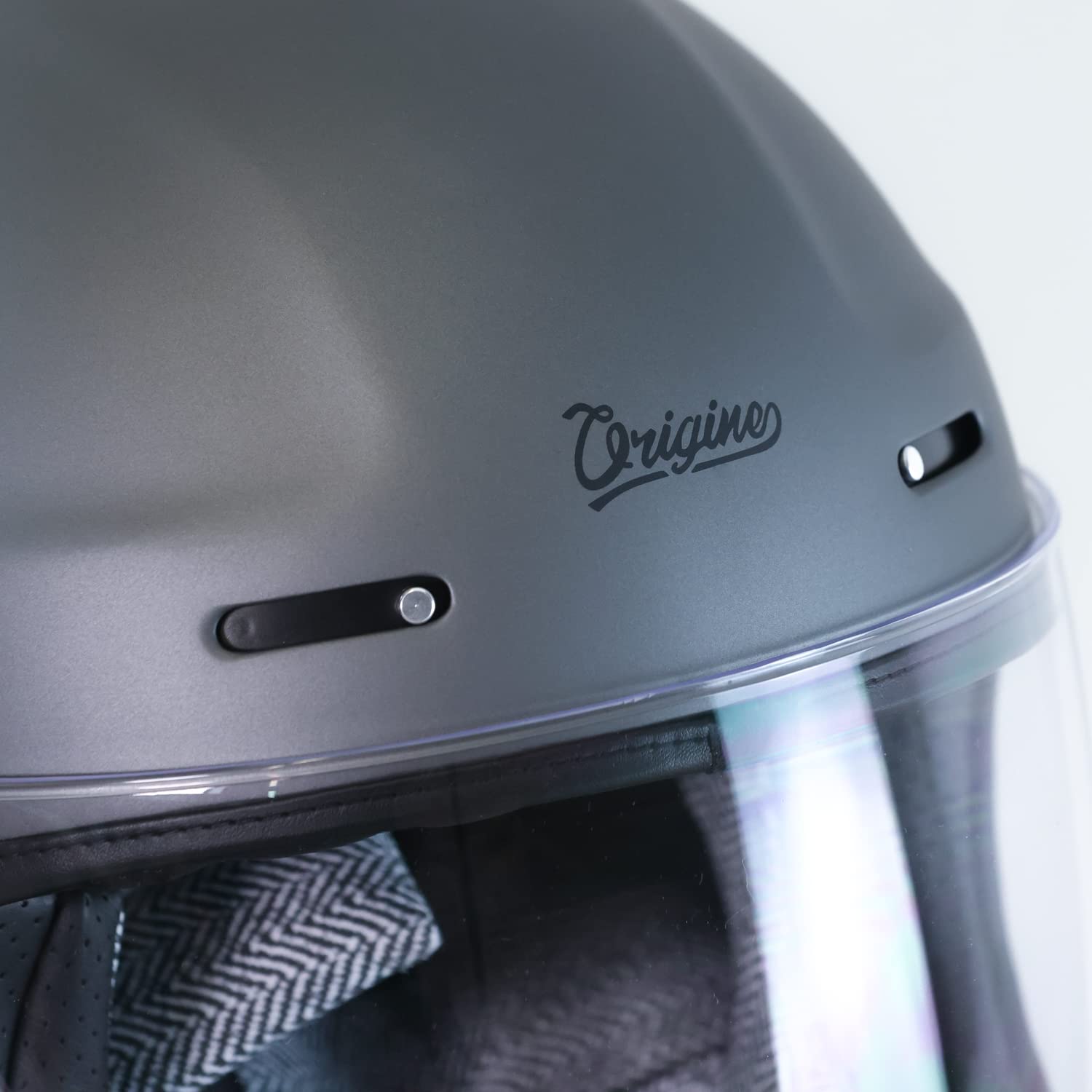 ORIGINE Casco Moto Integrale in Fibra di Vetro Stile Cafe Racer Omologato ECE con Visiera