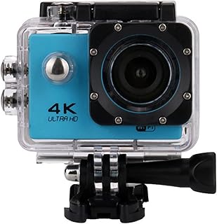 yuai Câmera de ação 4K 16 MP, 1080p, Wi-Fi grande angular de 170 graus, câmera subaquática à prova d'água de 29,8 m/Full HD de 2,0 polegadas, câmera de PC com zoom 4X (azul)