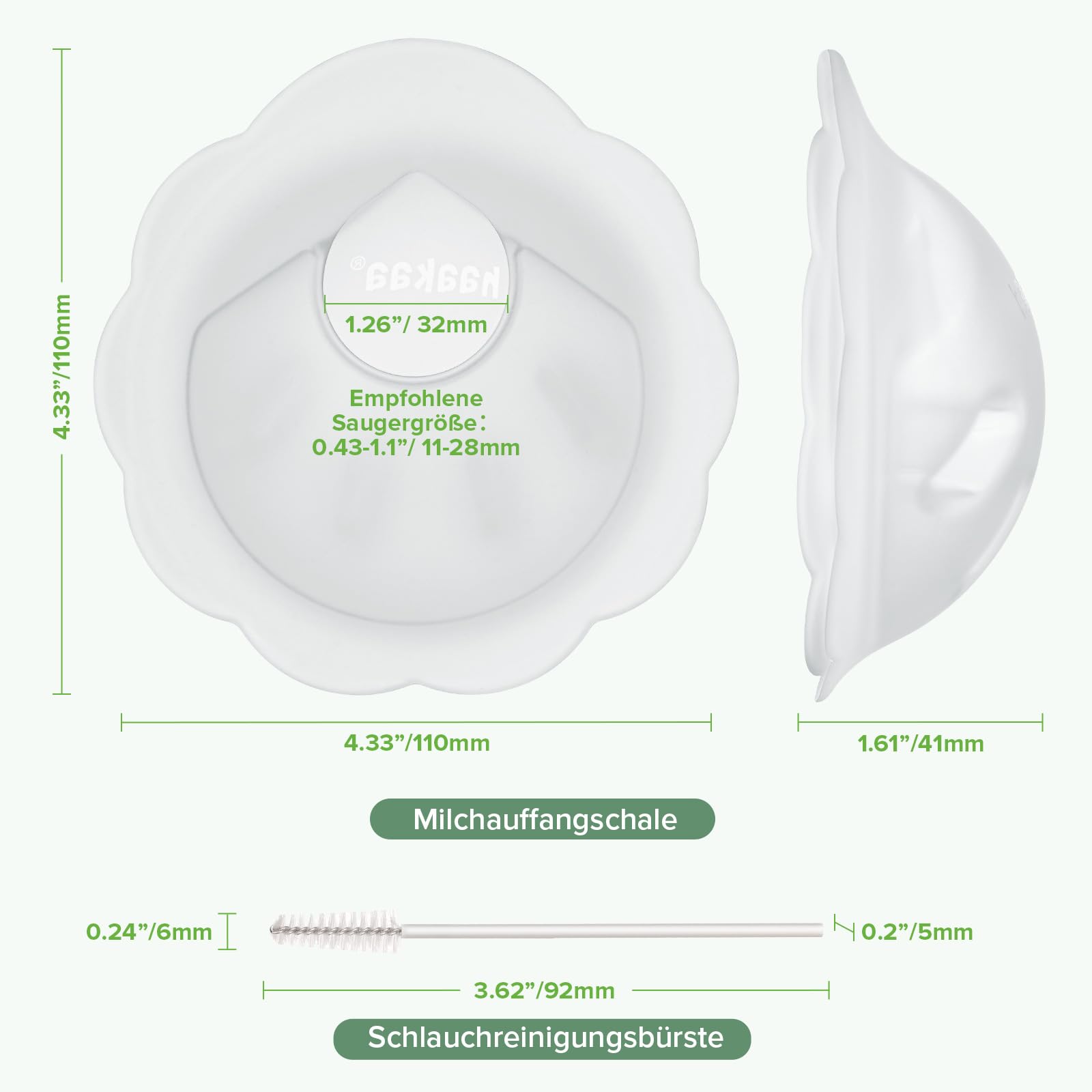 haakaa Petal Soft Silikon-Milchauffangbehälter 丨 Diskreter, auslaufsicherer Muttermilchauffangbehälter, wiederverwendbare Brustschalen, Milchauffangbecher zum Stillen mit Reinigungsbürste – 2 Stück