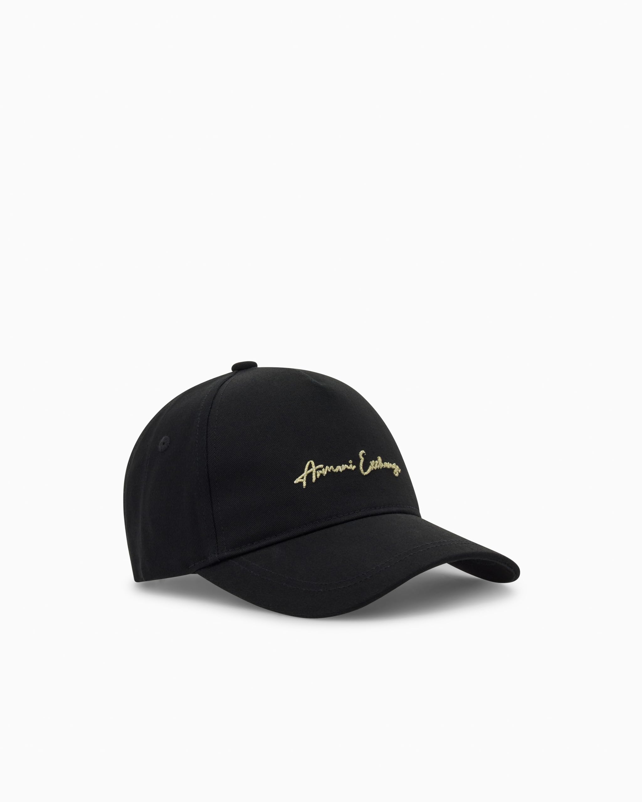 Armani Exchange Gorra de Béisbol Clásica con Firma Bordada, Algodón, Negro