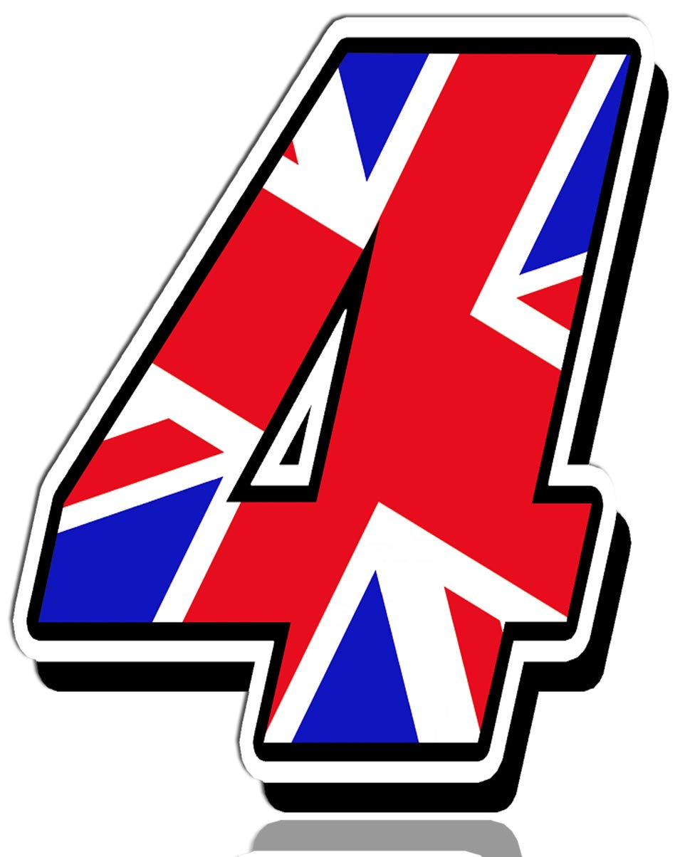 Biomar Labs® 1 x Vinyl UK Flag Sticker Union Jack Great Britain National England Auto Moto Motocross Motosport Start Racing Number 4 Rally Race Car Bike Motorcycle Tuning N 294