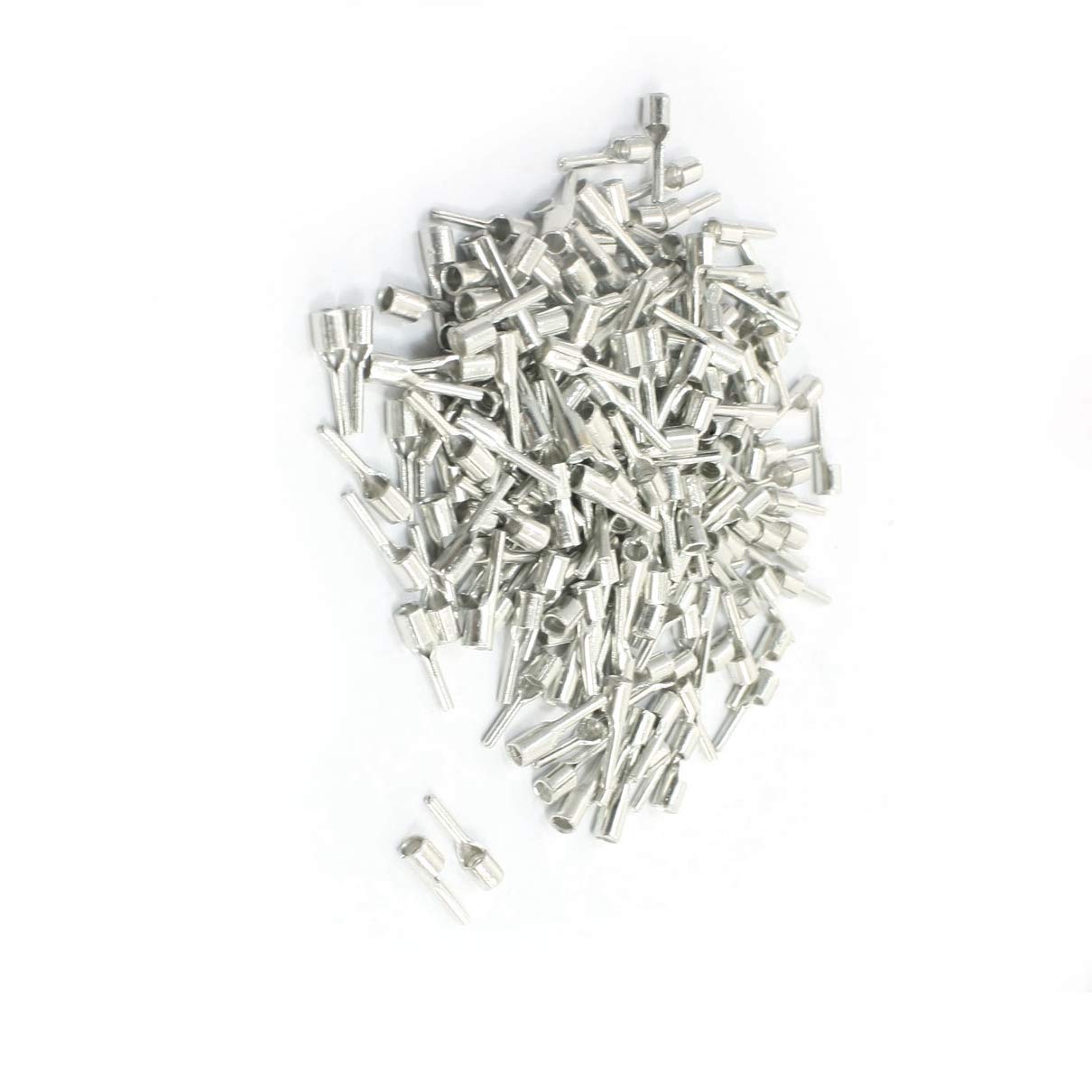 Aexit 200 Pcs Fasteners AWG16-14 Wire Connector Tube Head Uninsulated Biscuits & Plugs Pin Terminals