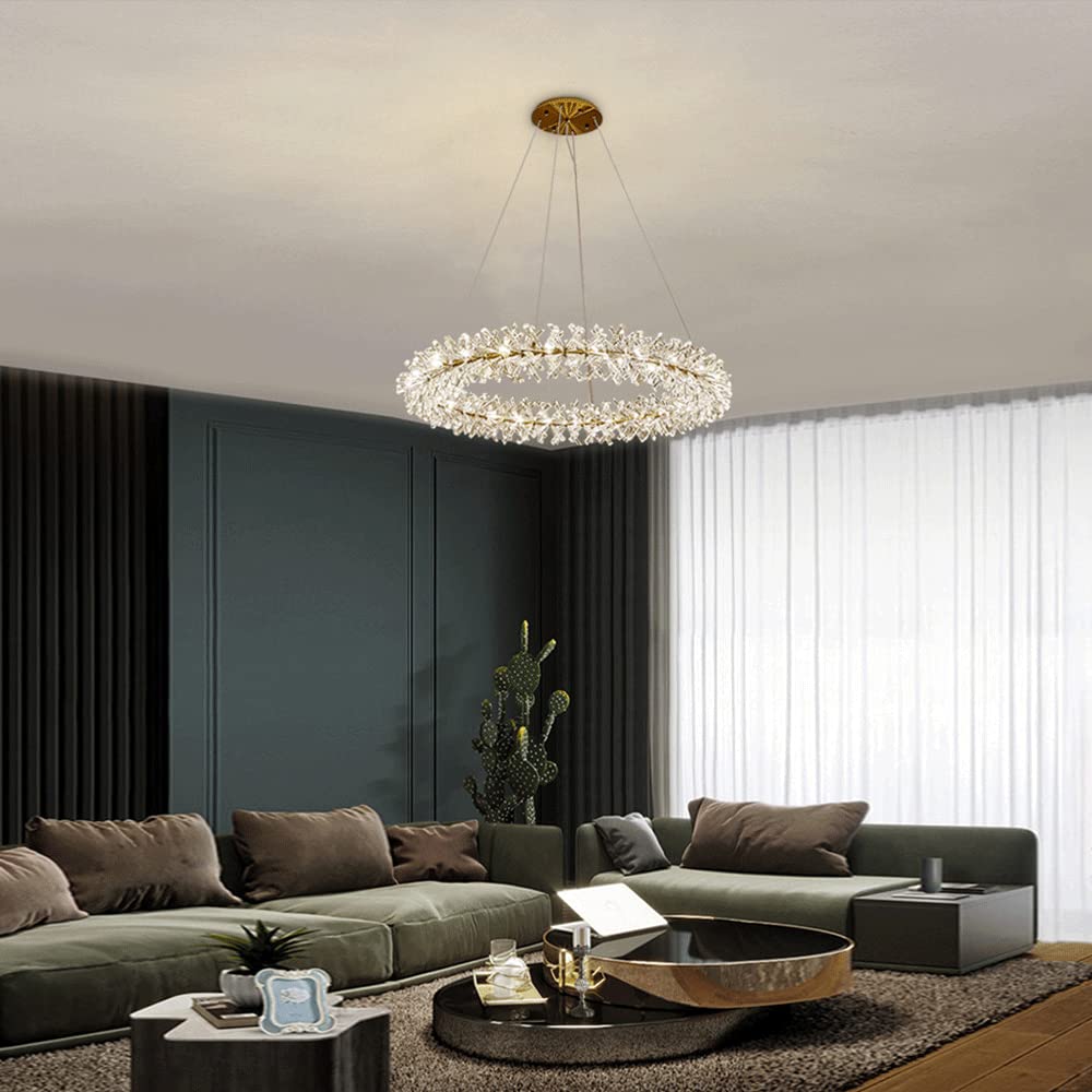 HYJAUSXB Ceiling Light Chandelier LED Simple Island/Bathroom/Kitchen Dining Room/Living Room/Decorative Hanging LightsDining Room Round Crystal Dimmable