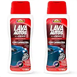 KIT 2 Lava Autos Shampoo Com Cera Carnaúba Super Brilho Pro auto 500Ml
