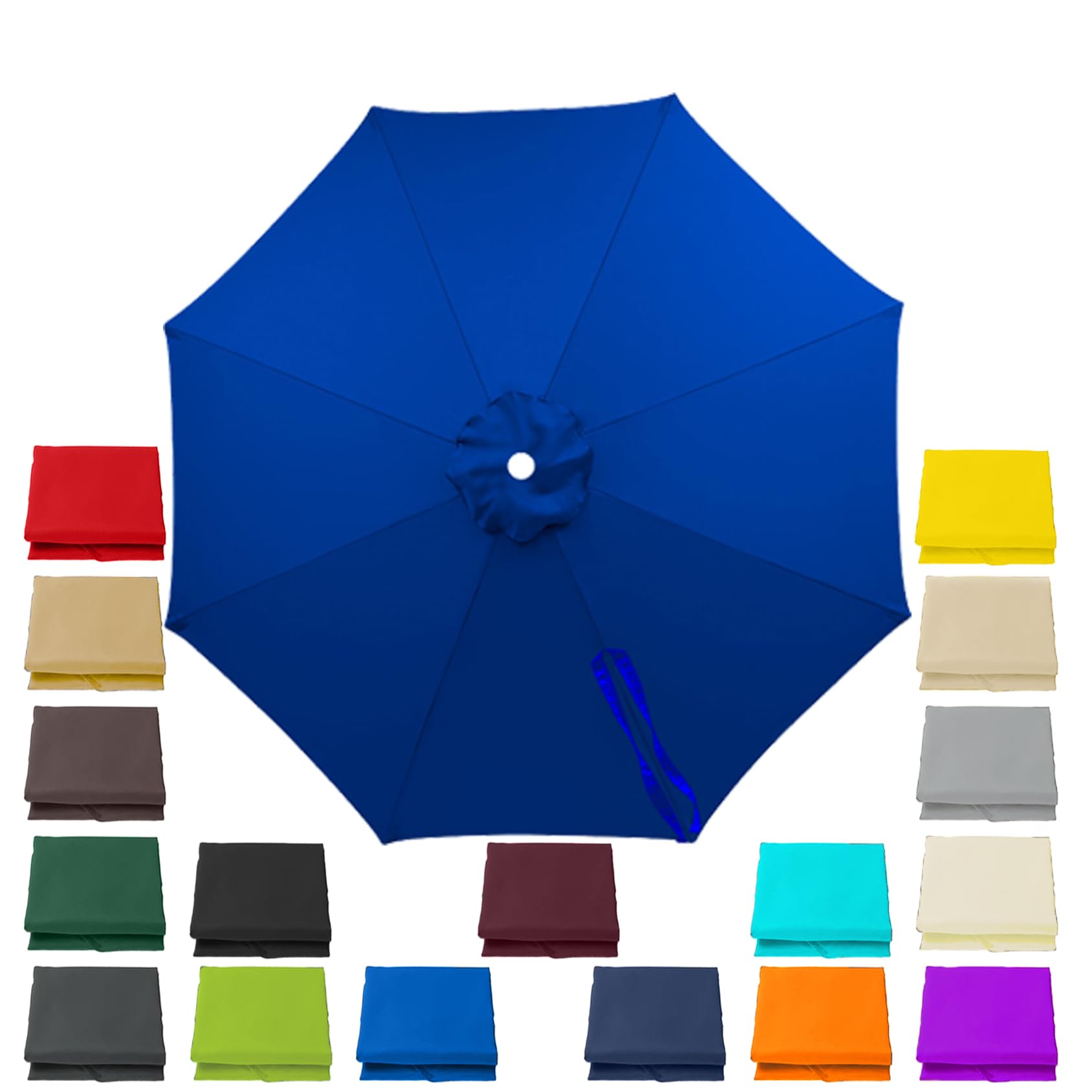 Parasol Replacement Canopy 3.0m for 6 arms, Waterproof UV Resistant Replacement Parasol Covers Top (Canopy Only)(Royal Blue)