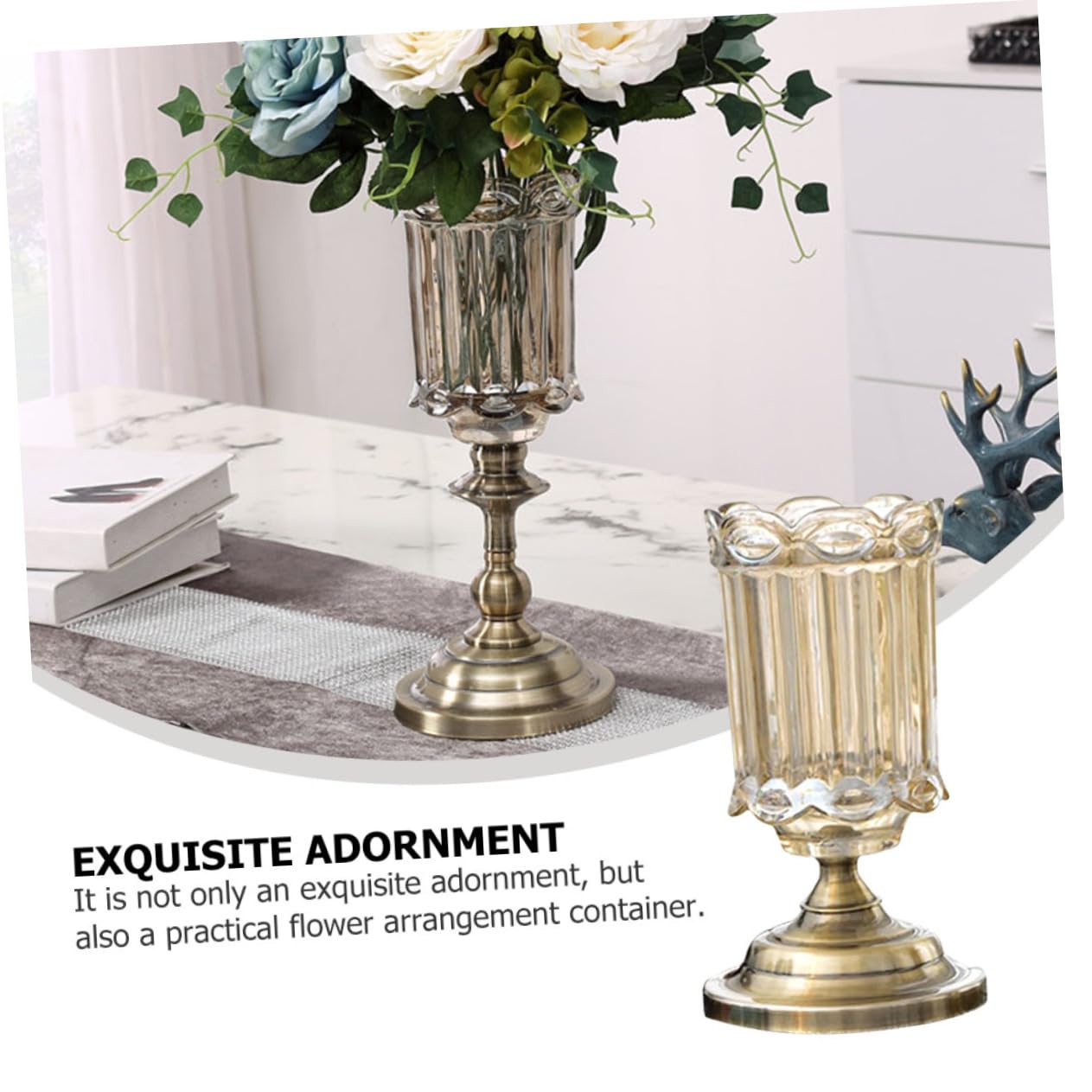 Jarrón de Cristal para Escritorio Decoración Estilo Europeo Creativo y Delicado Florero de Cristal para Sala de Estar Jarrón