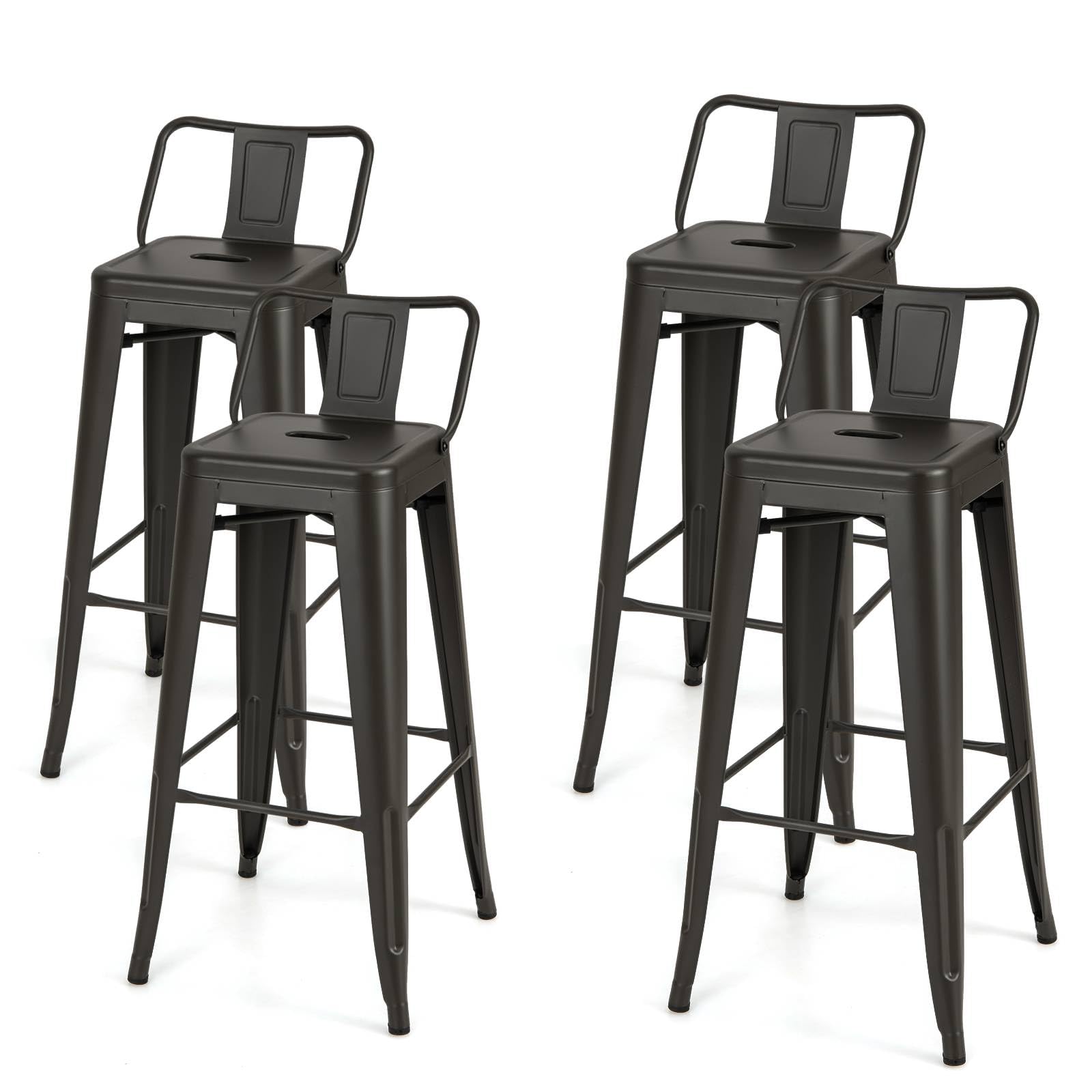 Tabourets de bar anti-rayures : lot de chaises de cuisine métal avec patins