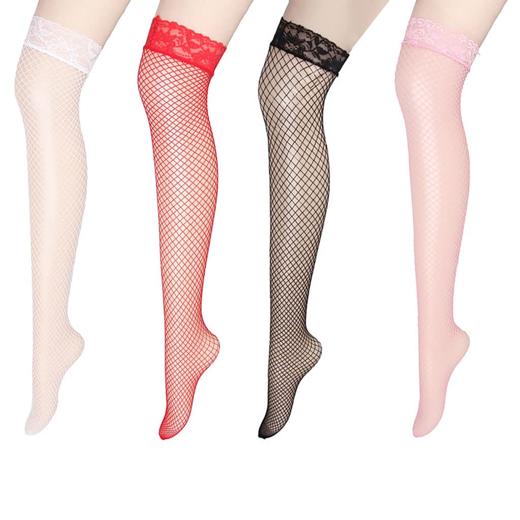 Bas résille autofixants antidérapants pour femme lot de 4 paires taille unique