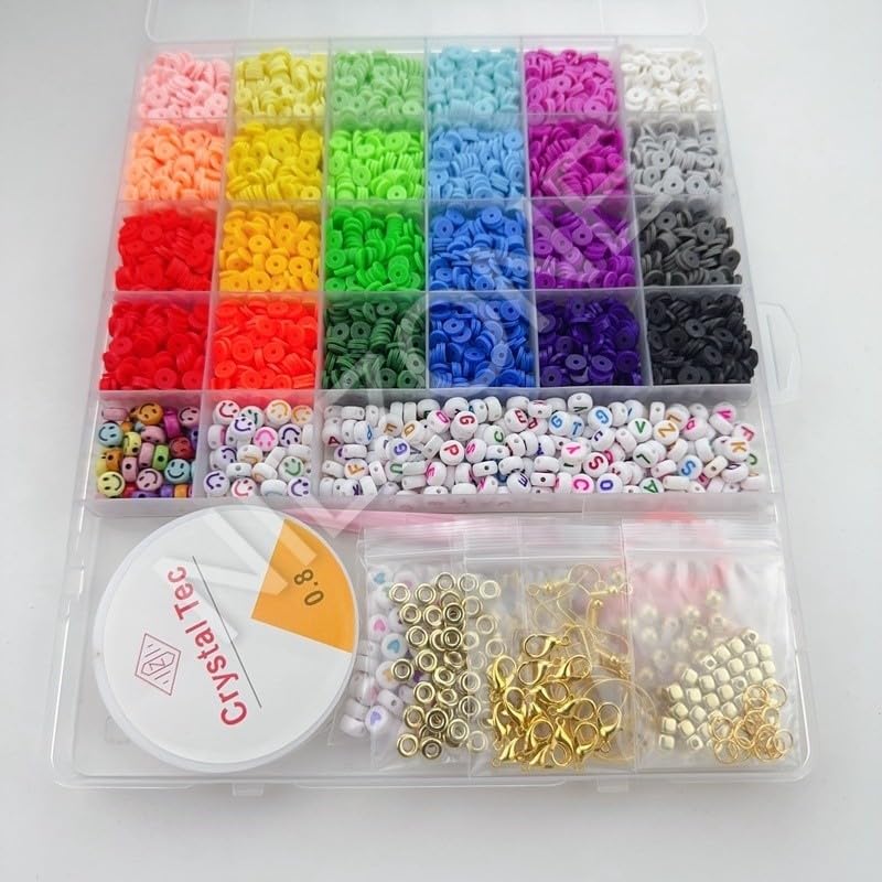 Nilzone Plastic Beads For Kids Crafts Children's Jewelry Making Kit DIY Bracelets Necklace Hairband And Beads For Kids Crafts - Birthday Gift (B.K Design-02),Multi