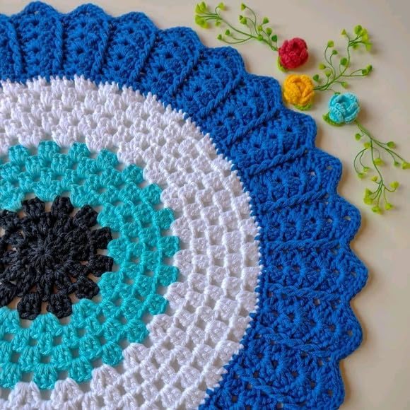 Image of Kavya Craft Present Woollen Handmade Crochet Table Mat /Thal posh (Greek Eye, 15inch)