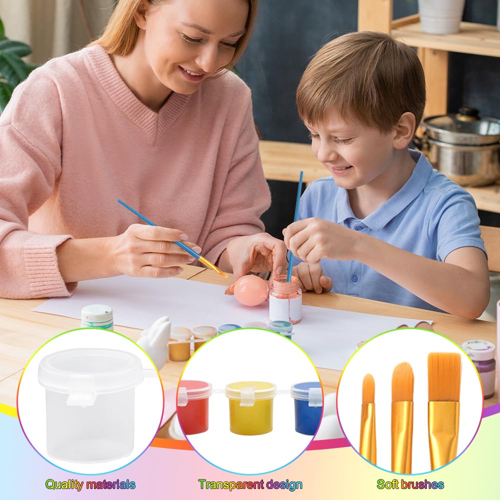 60 Barattoli Vasi di Vernice Vuoti 10ml Strisce di Vernice Vuota con Coperchi Mini Contenitori Per Pittura in Plastica con 10 Pennelli per Pittura Artistica,10 Strisce