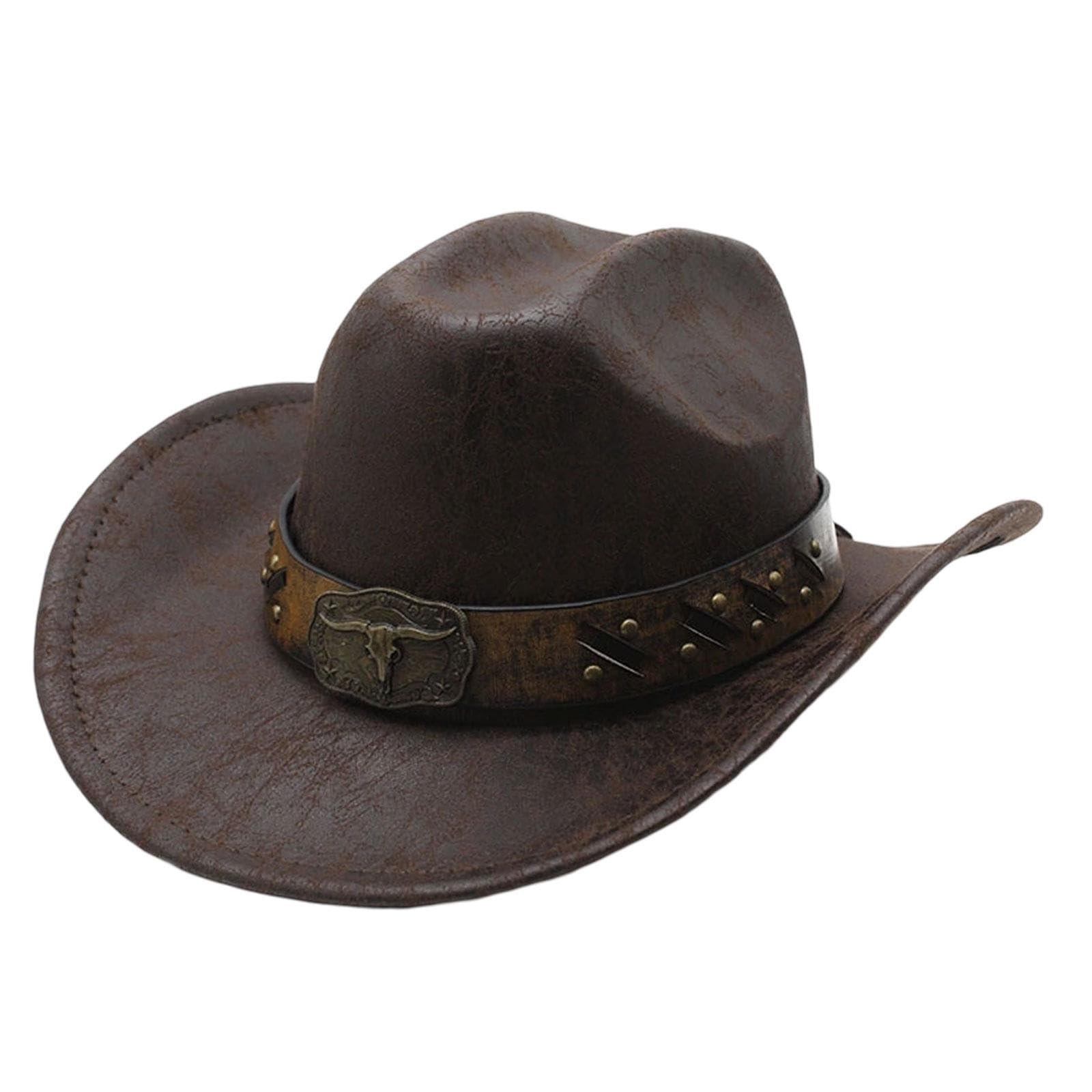 jazzy pearls Western Cowboy Hat Props Casual Big Brim for Stage Performance Hiking Dark Brown|Clothing, Shoes & Accessories | Mens Accessories | Hats-picture-41
