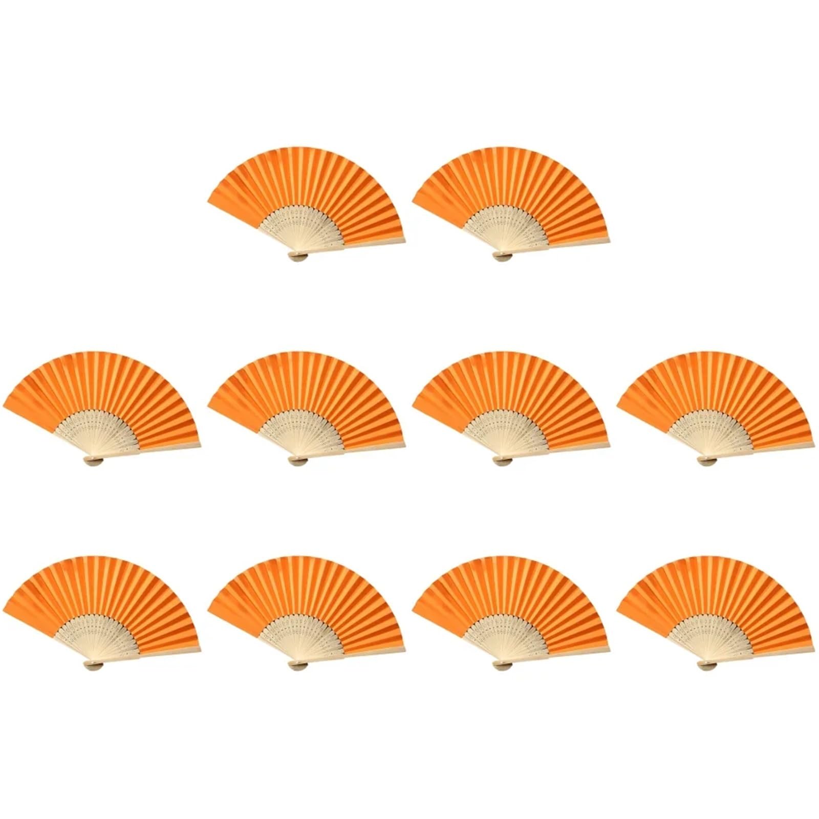 Fächer Handfächer, Bambus-Papierfächer, Taschen-Faltfächer, einfarbig, Gastfächer, DIY-Gast for Hochzeit, Geburtstag, Sommerparty(10PCS Orange)