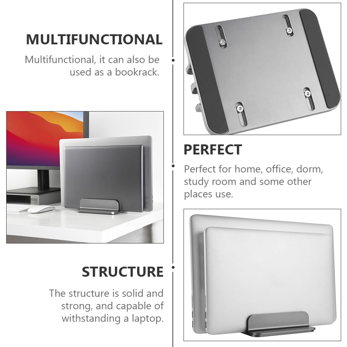 SHINEOFI Supporto Verticale per Laptop in Alluminio Staffa da Scrivania Durevole e Salvaspazio Porta Notebook e Tablet per Raffreddamento e Organizzazione Desktop