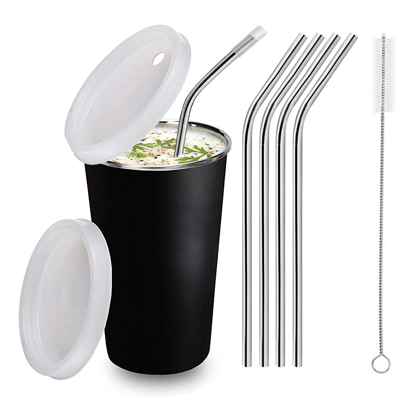 PARABRAHMA Stainless Steel Sipper for Kids with Straw Glass for Kids Milk Tumbler with Straw and Lid Sippy Cup with Gum Protection for Kids (300 ml, 1-4 Years) (STR-GLS 4+1 Black)-image-20