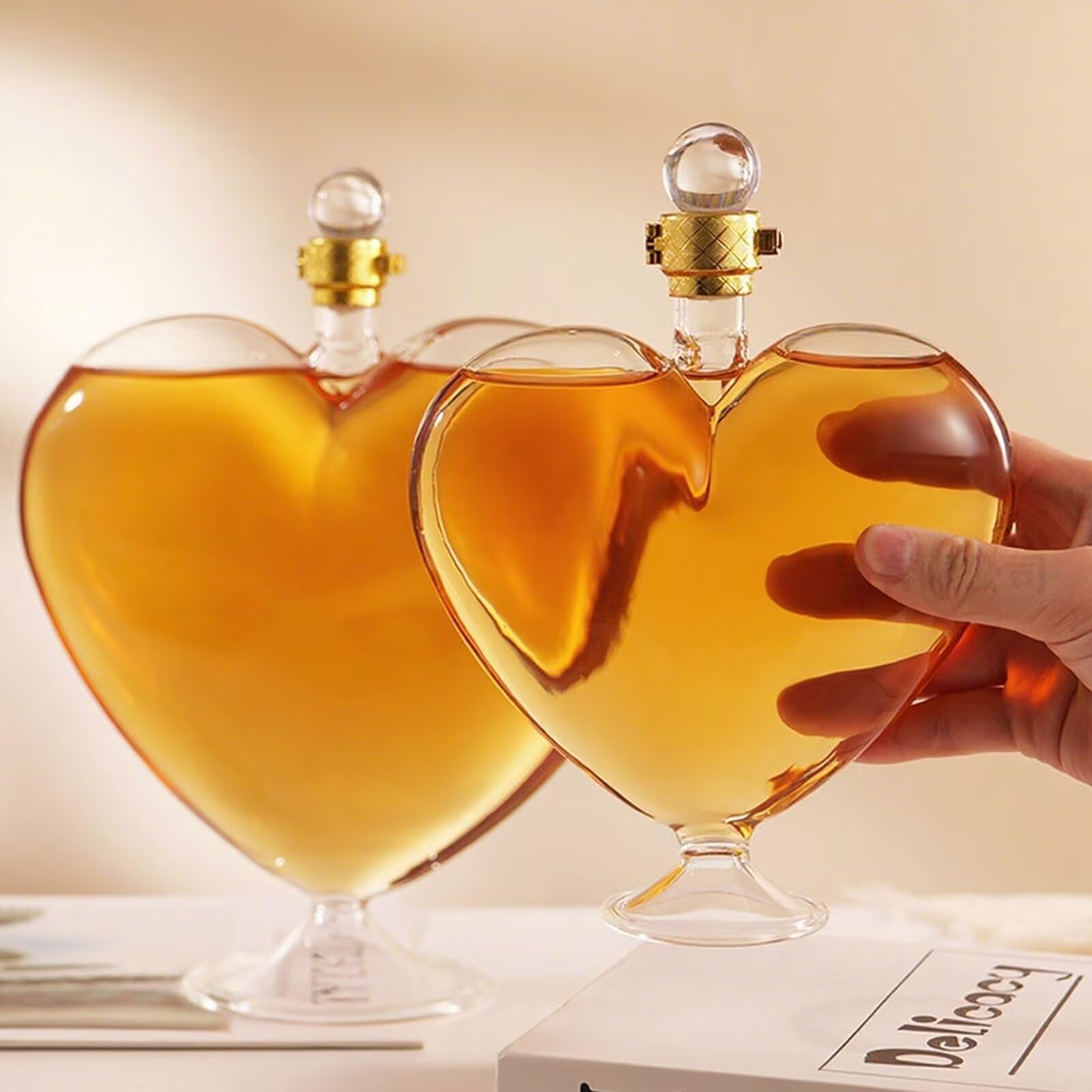Rzeźba Karafka Whisky, 18 uncji Whisky Karafka Rzeźba W Kształcie Serca, Rzemiosło Z Butelkami Miłości, Emotiva Stacja benzynowa, Specjalny Prezent(Small)