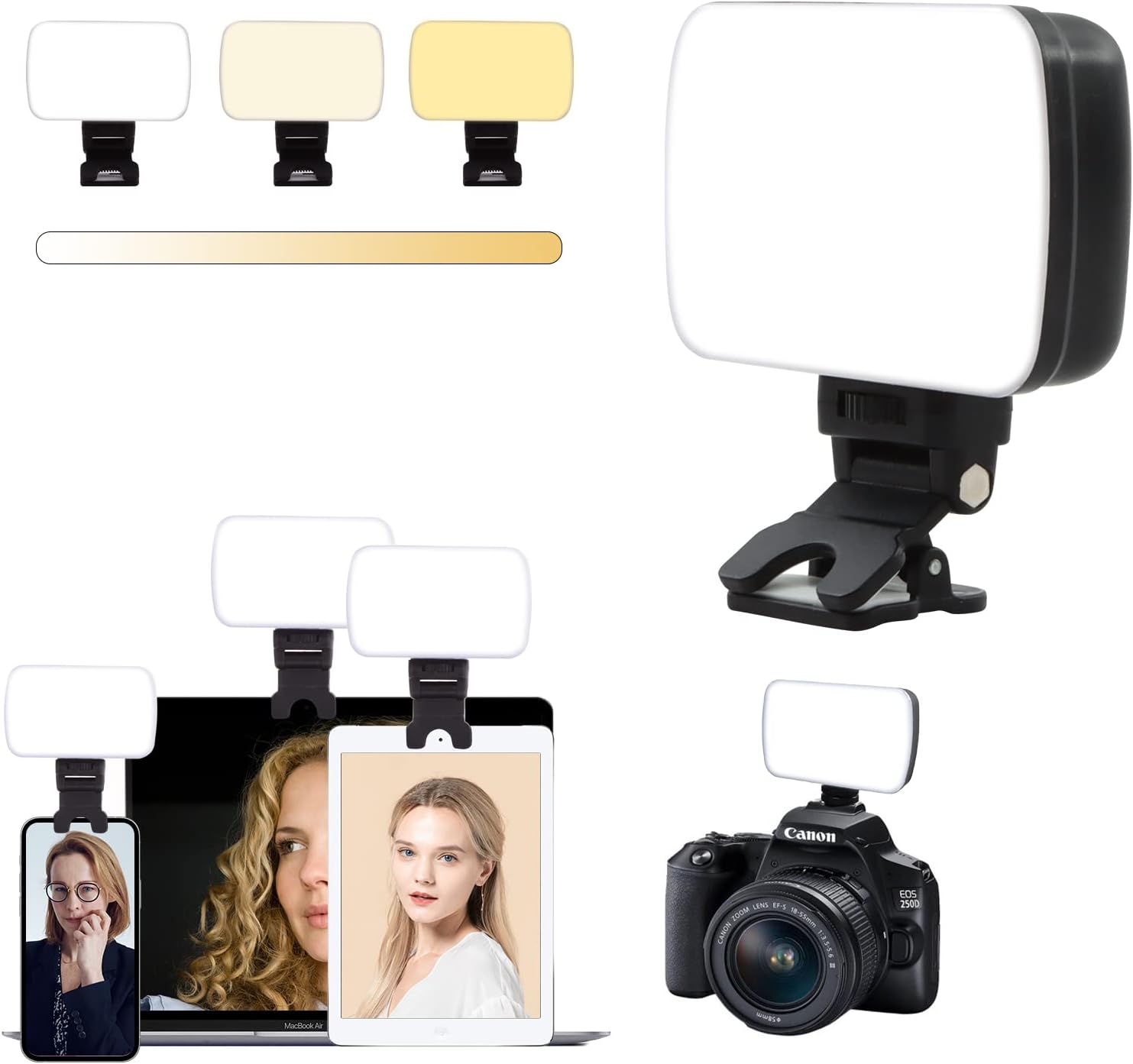 Rechargeable Video Conference Lighting Kit w 1 Cold Shoe