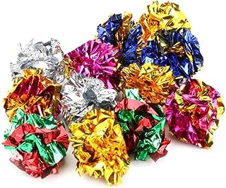 Froiny 12pcs Colorful Cat Toys Mylar Crinkle Ball for Cat Kitten Interactive Sound Ring Paper Playing Balls Funny Pet Cat Products