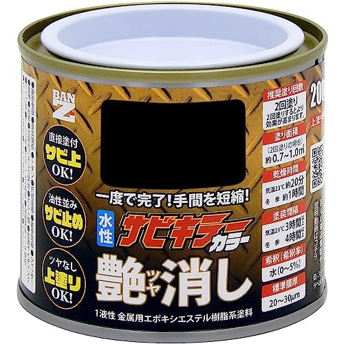 BAN-ZI (バンジ) サビキラーカラー艶消し 200g 艶消しブラック 水性 錆止め サビ予防 防錆 DIY 塗料