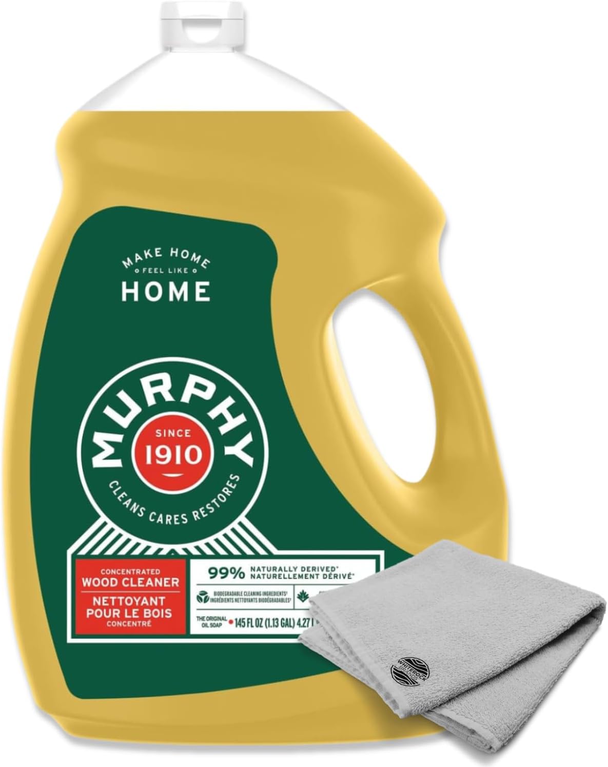 Murphy Oil Soap, Original Formula, Concentrated Wood Floor Cleaner and Multi-Use, 145 fl oz, Bundled With WrB Cleaning Cloth