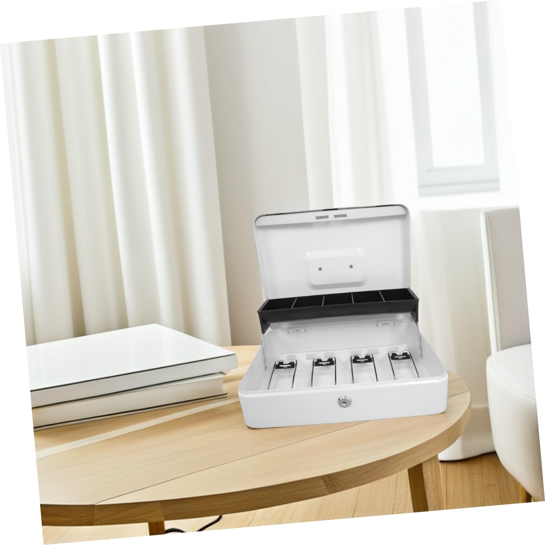 Caja De Caudales Con Llave De Metal Caja De Seguridad Para Dinero Organizador De Almacenamiento Seguro Con Cerradura Para Comercios Hostelería y Oficinas
