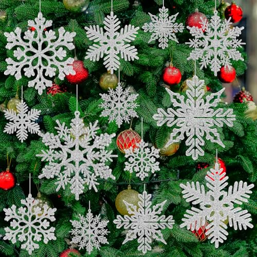 BOUBONI 48 Stück Schneeflocken Weihnachten Deko Weihnachtsdeko für...