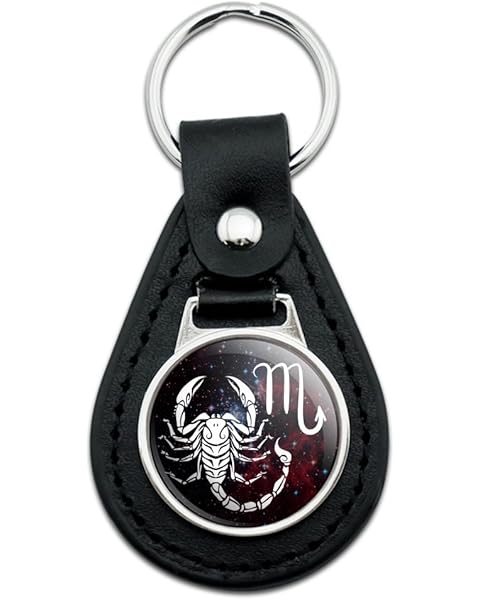 GRAPHICS & MORE Black Leather Scorpio Scorpion Zodiac Sign Horoscope in Space Keychain
