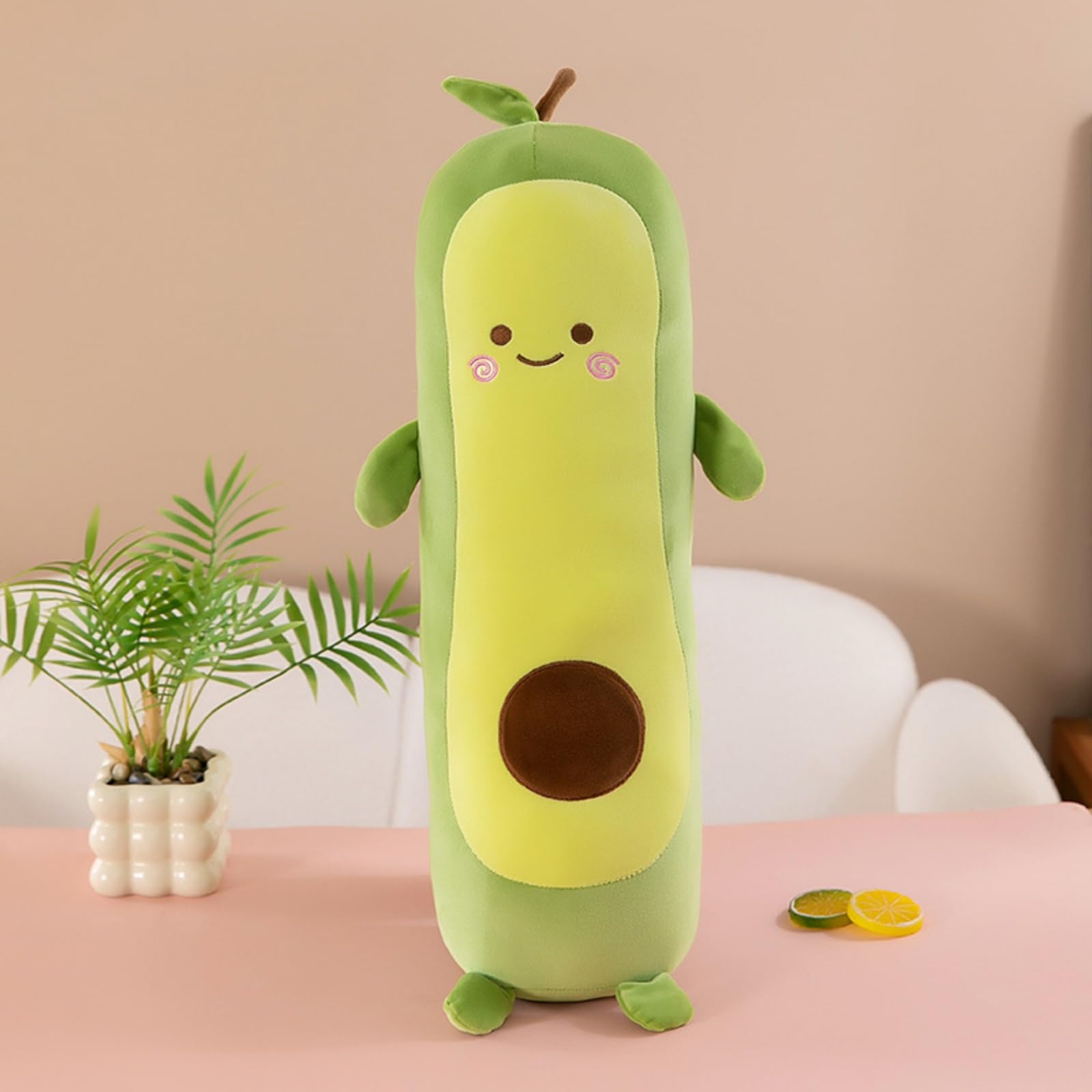 AMOSIJOY Avocado Kuscheltier Groß 70-130cm, Langes Plüschtier Seitenschläferkissen, Kawaii Avocado Stofftier, Weiches Schlafkissen Body Pillow, Deko Geschenk für Mädchen Teenager (A,130cm)