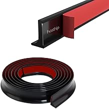 HASTHIP® 1M Silicone Water Stopper with Glue Collapsible Threshold Water Dam Barrier Strip for Shower, Self-Adhesive, Bathroom Tub Water Retaining Stopper Bendable, Dry and Wet Separation Strip