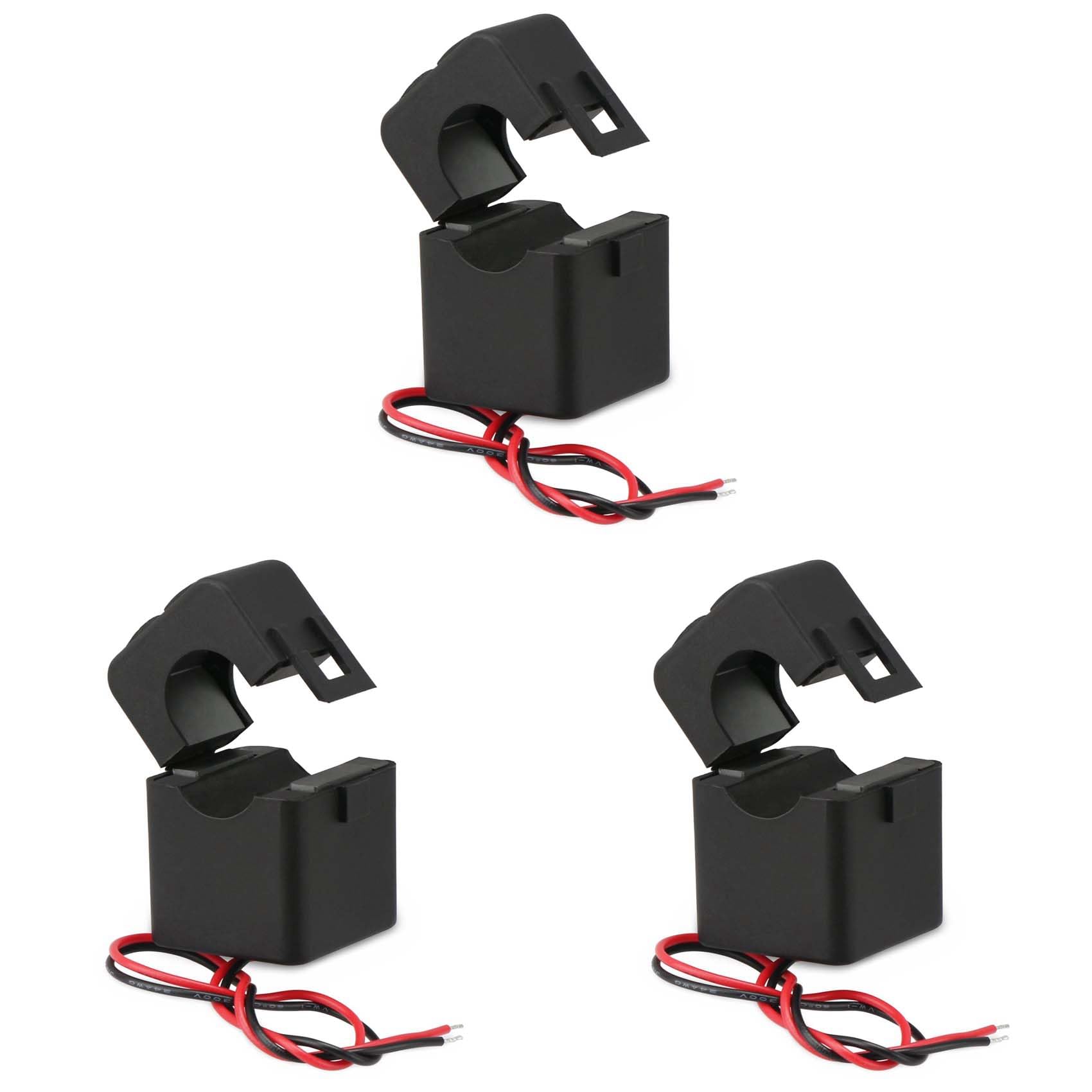 Jnchdghwa Black 3X Current Transformer,100A 100Ma Ac Current Sensor, Split Core Amp Transformer Sensing Relay, Mini Clip-On