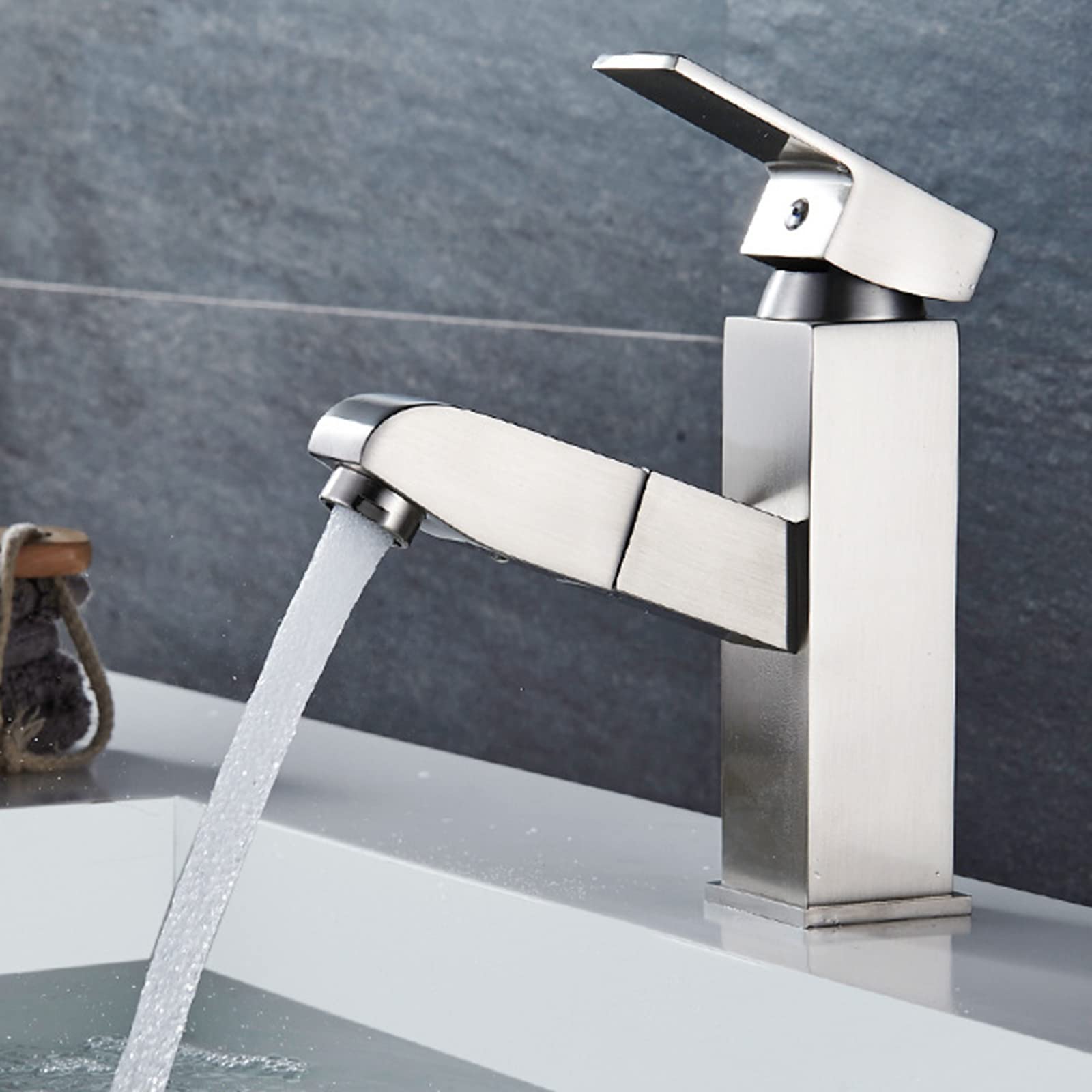 Mitigeur de cuisine extractible en acier brossé pour évier et lavabo