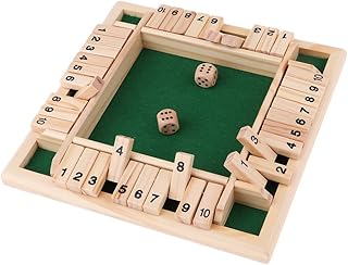 Sharplace 4 Player Shut The Box Game, Wooden Dice Game, Mathematics Learning Toy with Dice, Wooden Table Game Board for Four Players, Mathematics Learning Toy for Children and Adults, Green