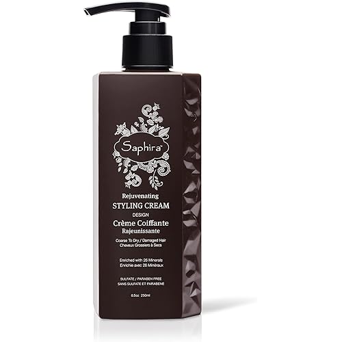 Saphira Rejuvenating Styling Cream, Frizz Control Hair Smoothing Cream and Styling Formula with 26 Dead Sea Minerals, Finishing Cream for Medium to Firm Hold, Sulfate-Free, Paraben-Free, 8.5 Ounce
