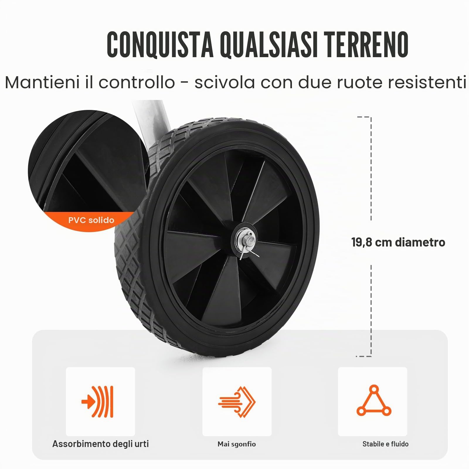 VEVOR Carrello avvolgitubo, può contenere fino a 175 piedi di tubo da 5/8" (tubo non incluso), carrelli per tubi dell'acqua da giardino, strumenti mobili con ruote, acciaio verniciato a polvere