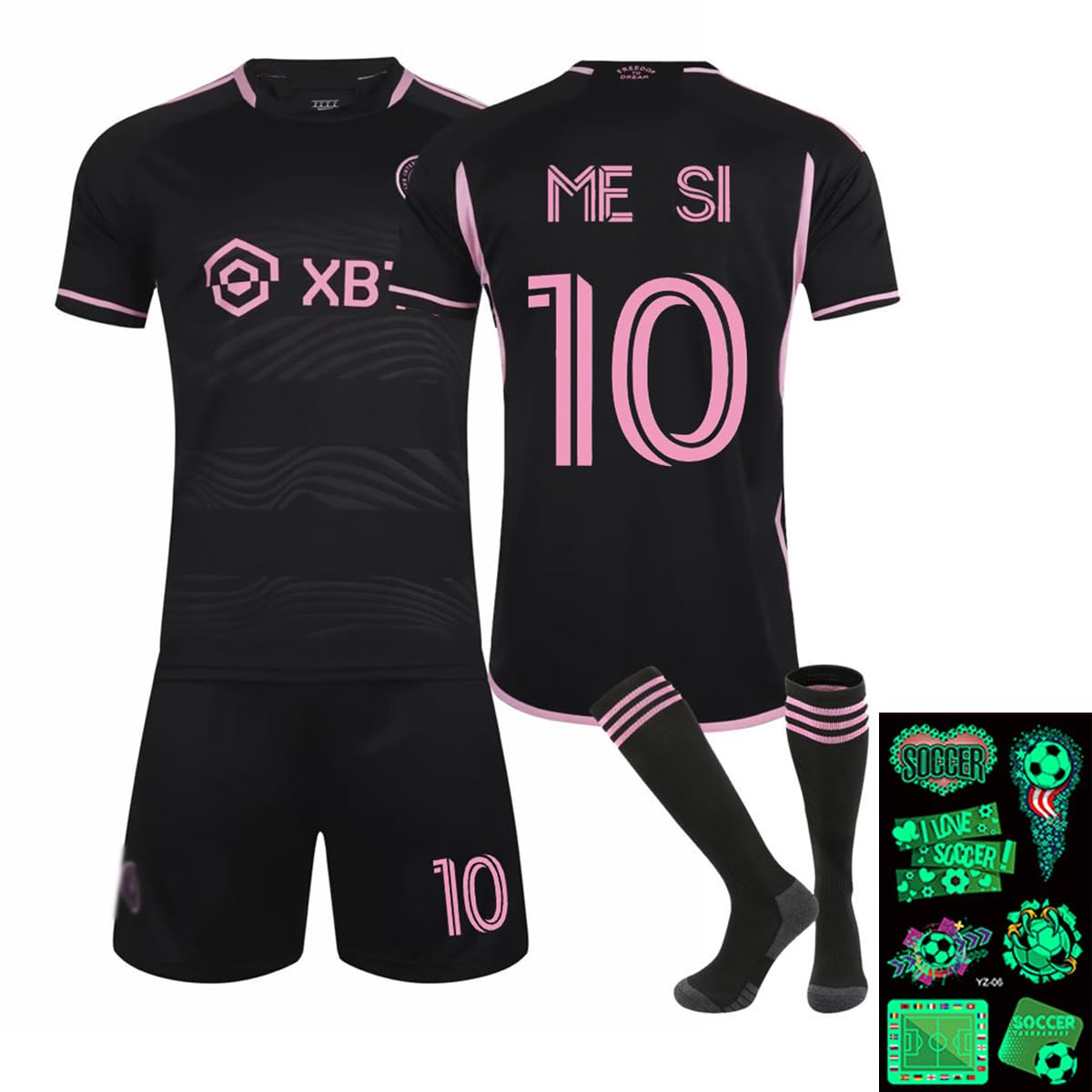 PIUMOJ Camiseta de fútbol, Traje de fútbol de Niño, Camiseta Deportiva de Fútbol para Hombres No.10, Soccer Jersey con Camiseta, Pantalones, Calcetines y Tatuajes de Fútbol