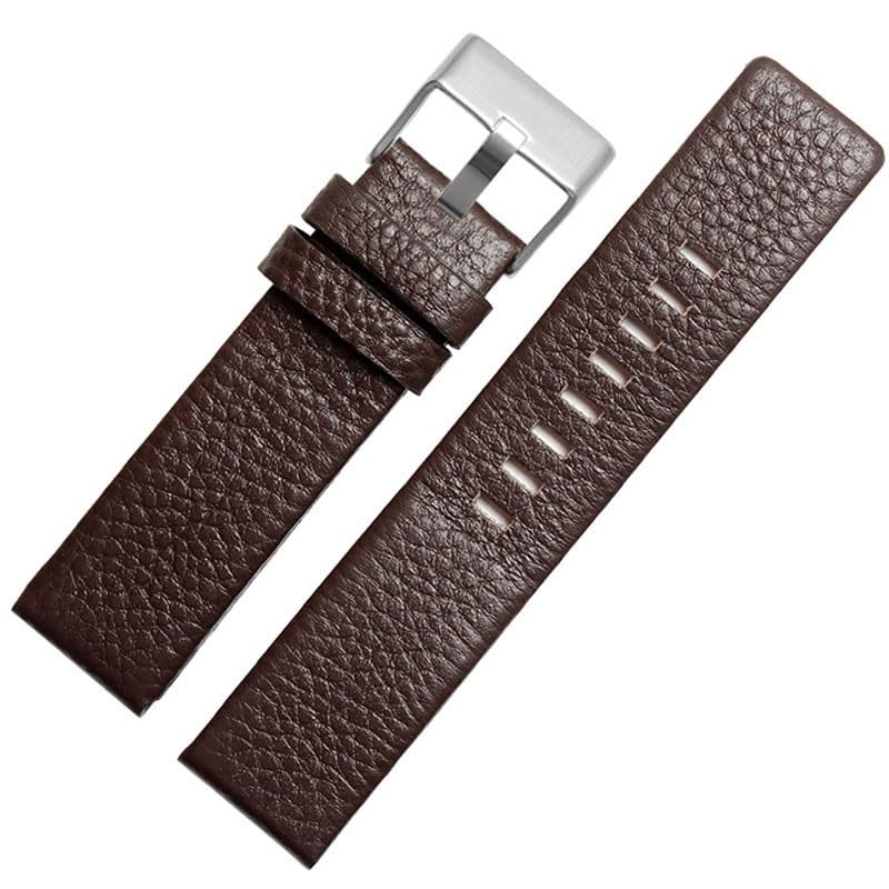 Bracelet montre cuir 32mm pour Diesel DZ4386 marron boucle argent