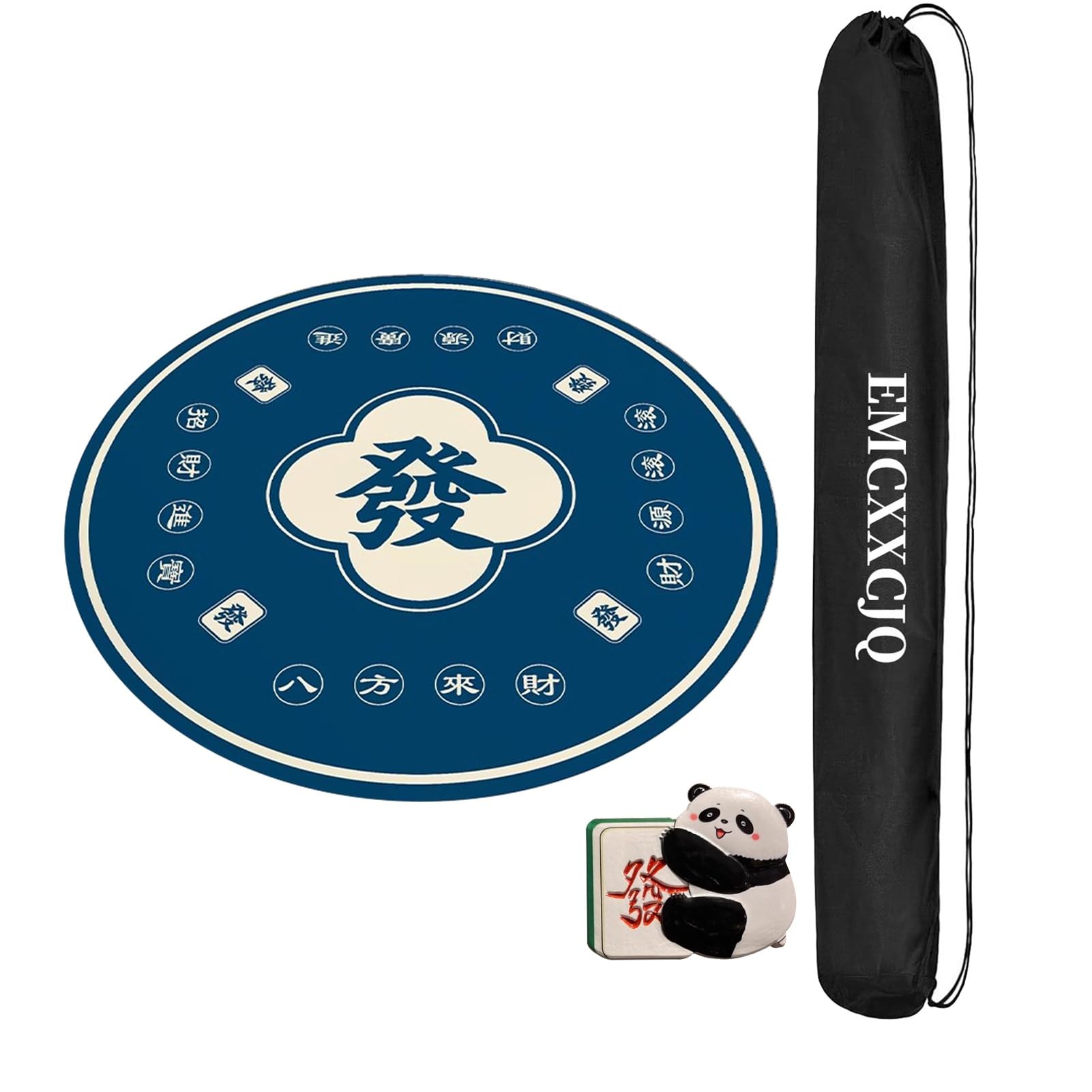 Mahjong Mat antypoślizgowa, redukująca hałas osłona stołu, w zestawie z torbą do przechowywania, do gier karcianych Mahjong Poker (niebieska, 80 cm)