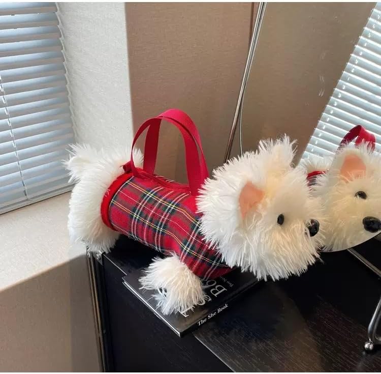 Cute Dog Plush Crossbody Bag for Women, Cute Furry Fuzzy Dog Western Highlands Backpack Kawaii Stuffed Animal Shoulder Bag - Image 6